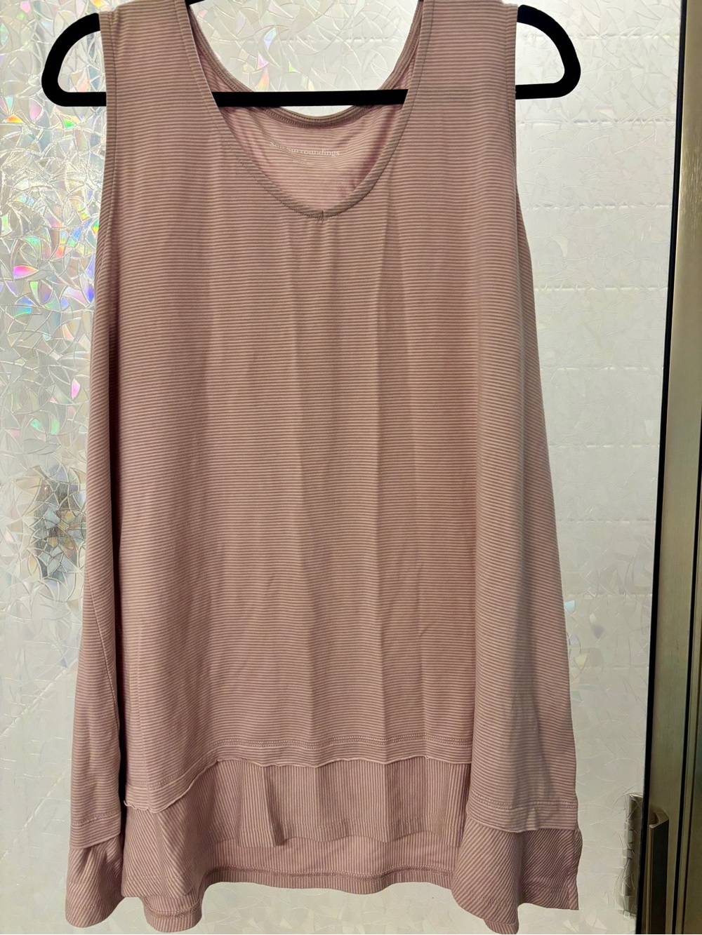 Soft Surroundings Striped Scoop Neck Tank in Dusty Mauve